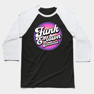 FUNK E-TOWN SOUNDCAST  - Staged Gradient Logo (purple/pink) Baseball T-Shirt